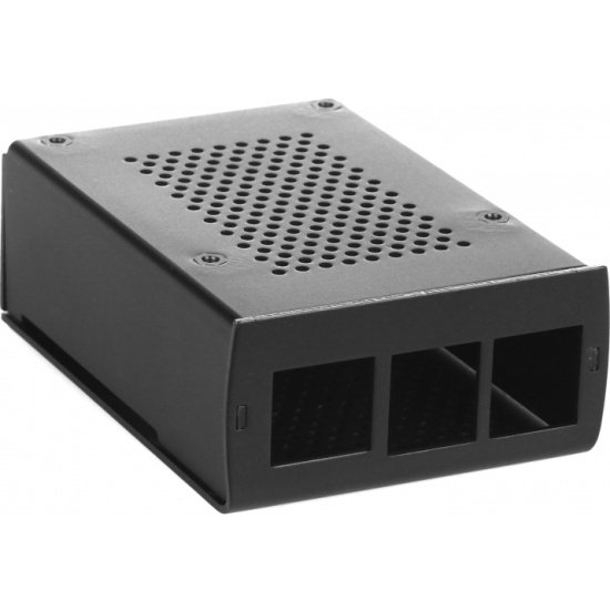 Корпус Qumo (RS035) перфорированный с доп.креплением,  Aluminum Case, Raspberry Pi 4B, black