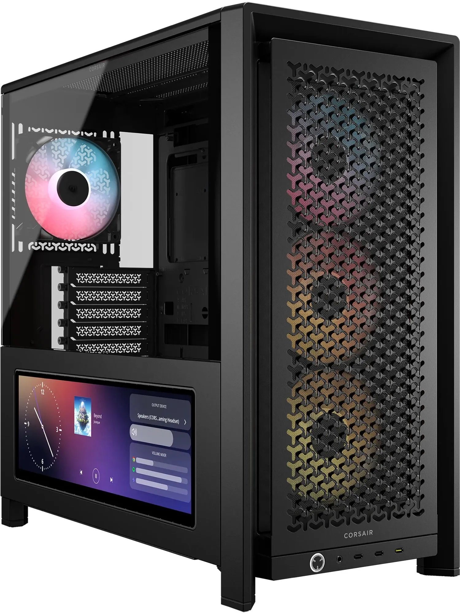 Корпус Corsair Frame 4000D LCD RS ARGB (CC-9011326-WW), без БП, Midi-Tower, TG, 3x120mm 2xUSB-A 3.2, 1xUSB Type-C, E-ATX, ATX, mITX Black