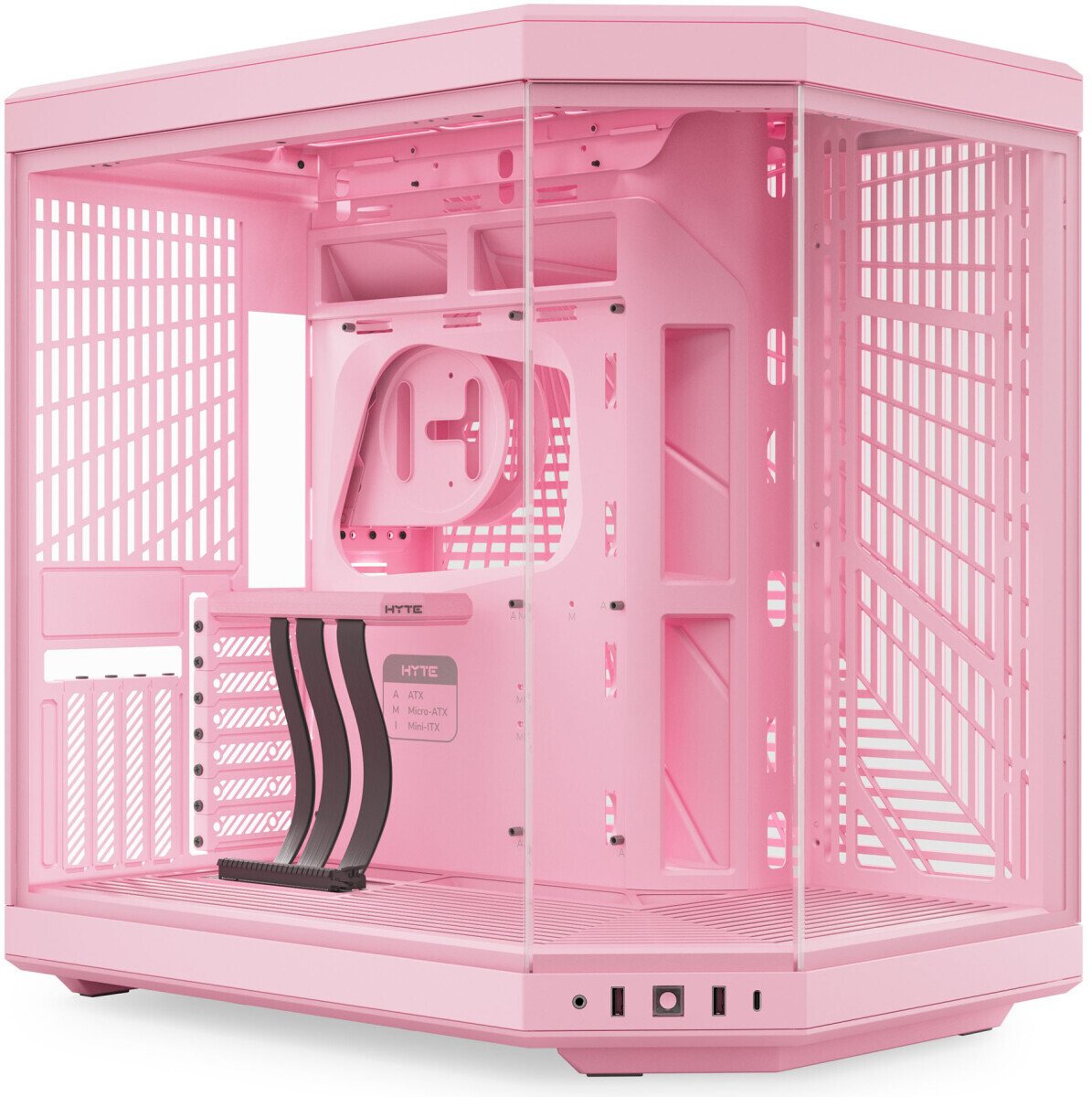 Корпус HYTE Y70 (CS-HYTE-Y70-SM), без БП, Midi-Tower, TG, no fans, 2xUSB-A 3.2, 1xUSB Type-C, E-ATX, ATX, mITX Strawberry Milk