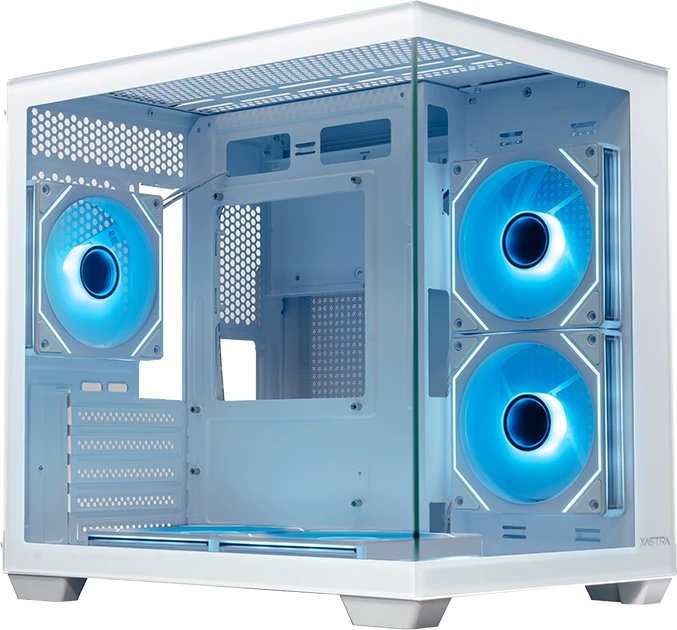 Корпус XASTRA QW400M 5ARGB-C6-AC White (QW400M-5FM12A-C6-AC-WH) mATX/Aquarium/Screewless/5x120mm ARGB PWM FM fans/Argb+PWM HUB 6port