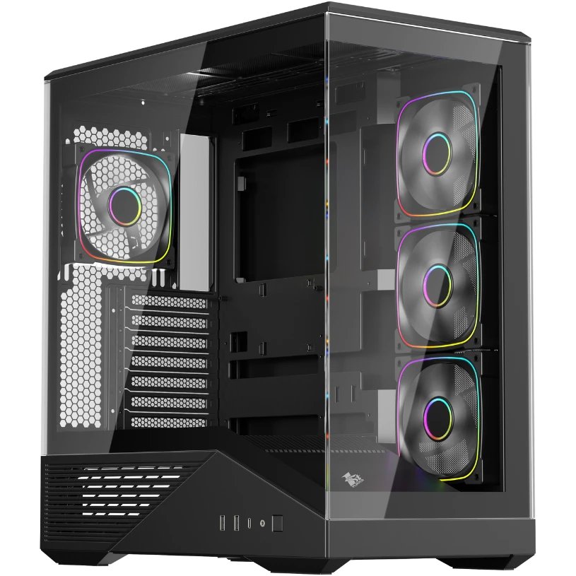 Корпус 1STPLAYER GM7 ARGB Black (GM7-BK-3FN7R-1FN7) / ATX / 4x120mm ARGB fans