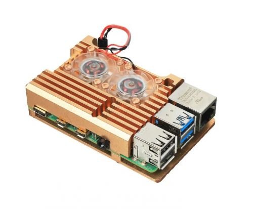 Корпус ACD RA504 Gold Metal Aluminum Case with Double Fans for Raspberry Pi 4B