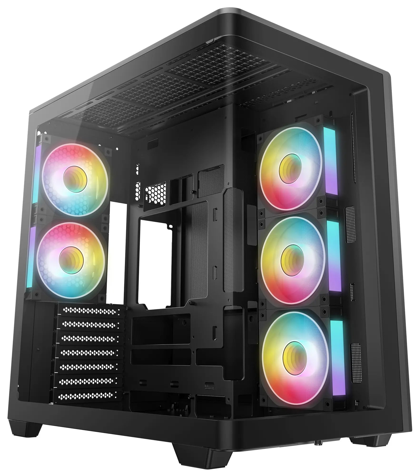 Корпус Deepcool CG590U 5F, черный, TG (aquarium), 5x120mm ARGB Fan, mini-ITX, mATX, ATX