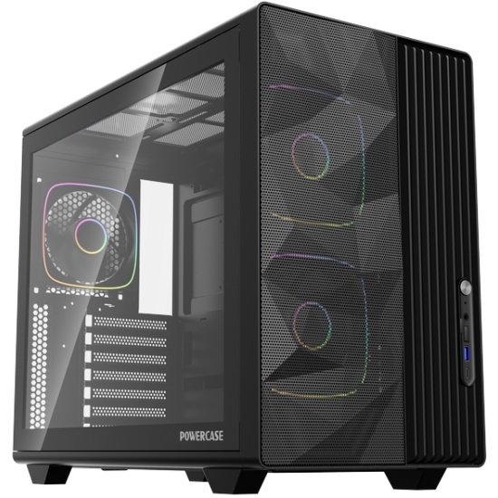 Корпус Powercase TX5 ARGB (CTX5AB-A3), TG, Type-C, 3x 120мм ARGB PWM Fans, чёрный, ATX