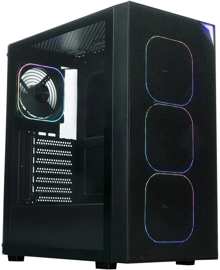 Корпус XASTRA A408 4ARGB Black (A408-4FG12A) ATX/Mesh/Screwless full-size TG / 4x120mm ARGB PWM FG fans