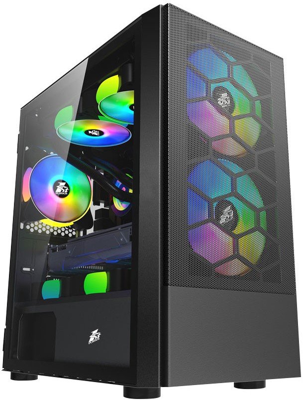 Корпус 1STPLAYER Firebase X4-M X4-M-BK-2F1P-1F1 Black mATX TG 1x120mm & 2x140mm LED fans inc.