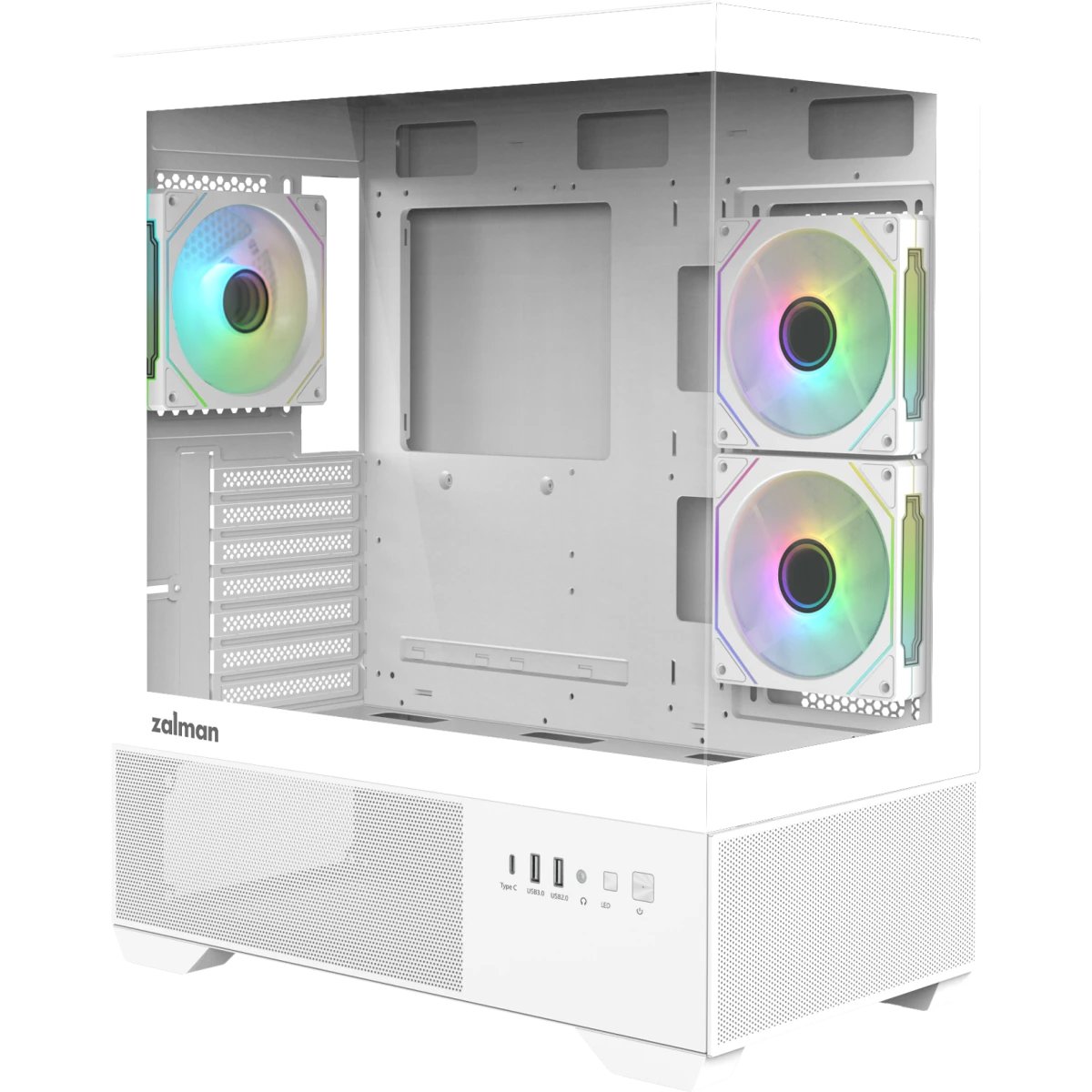 Корпус ZALMAN Chronix V2, ATX, White, Window, 1xCombo (3.5’’ or 2.5’’), 1x3.5’’HDD, 2x2.5’’SSD, 1xUSB2.0, 1xUSB3.0, 1xUSB Type-C, Side 2x120mm ARGB