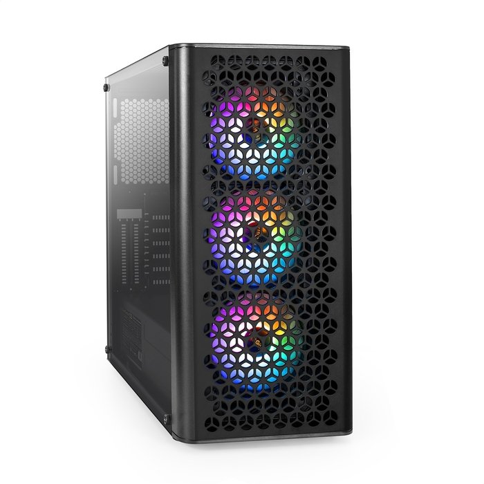Корпус ExeGate EVO-9202-EVO800 EX296077RUS Miditower (ATX, БП EVO800RGB с вент. 12 см, с окном, 1*USB+1*USB3.0, аудио, черный, 3 вент. 12см с RGB)