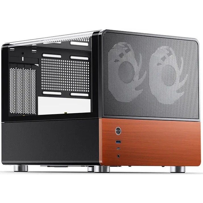 Корпус JONSBO V12 Black без БП, боковая панель из закаленного стекла (панорама), mini-ITX, micro-ATX, черный