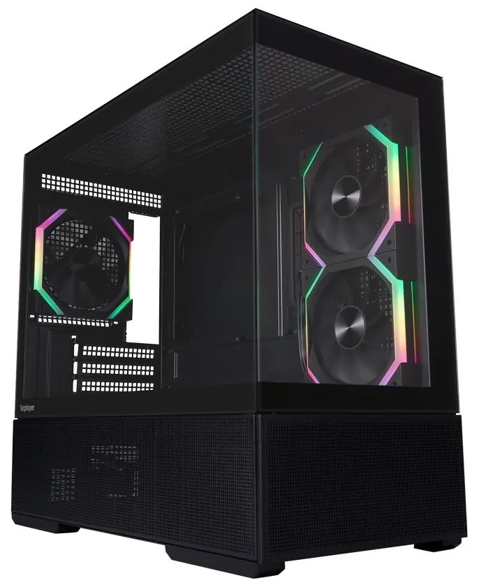 Корпус 1STPLAYER CV6 ARGB Black (CV6-BK-2FAR-2FH7R-1FH7) / mATX / 3x120mm ARGB 2x120mm fans