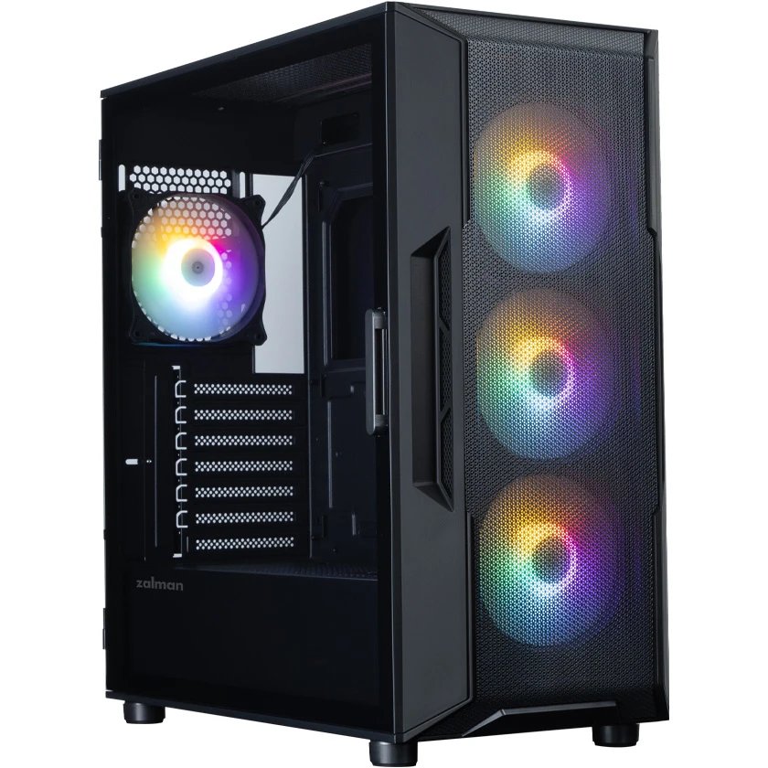 Корпус ZALMAN i3 Neo V2, ATX, Black, Front Mesh, Window, 2xCombo (3.5" or 2.5"), 1x2.5", 1xUSB Type C, 1xUSB3.0, Front 3x120mm FRGB, Rear 1x120mm FRGB