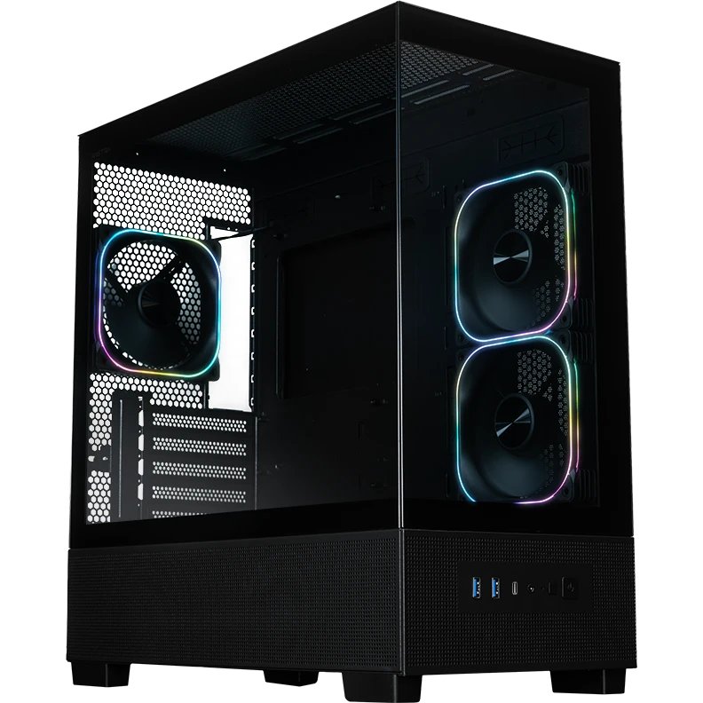 Корпус XASTRA Q500M 3ARGB-FG-C10-UC Black (Q500M-3FG12A-C10-UC) mATX/Aquarium/Screewless/ 3x120mm ARGB PWM FG fans/Argb+PWM HUB 10port/ Type-C