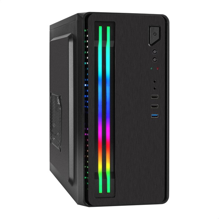 Корпус ExeGate mEVO-7805 EX296165RUS Minitower (mATX, без БП, 2*USB+1*USB3.0, аудио, черный, с 2*RGB подсветкой)