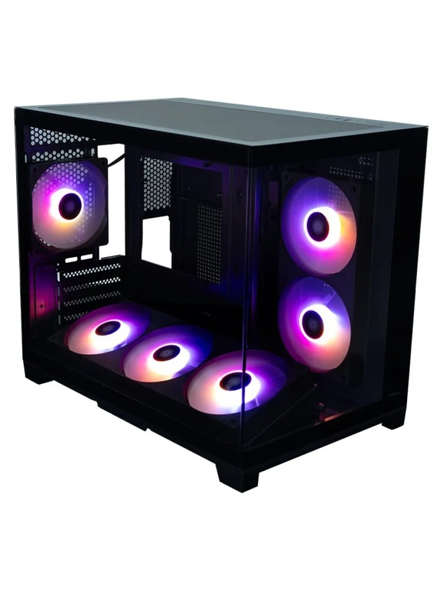 Корпус XASTRA QW500M 6ARGB-FC-C6-UC Black (QW500M-1FA36A-1FA24A-1FC12A-C6-UC) mATX/Aquarium/Screewless/120+240+360mm ARGB PWM FC fans