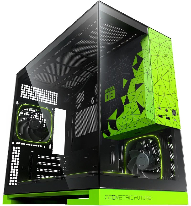 Корпус Geometric Future Model 3 Green with fans (1AM3NZGB00110) / mATX / 5x120mm ARGB fans