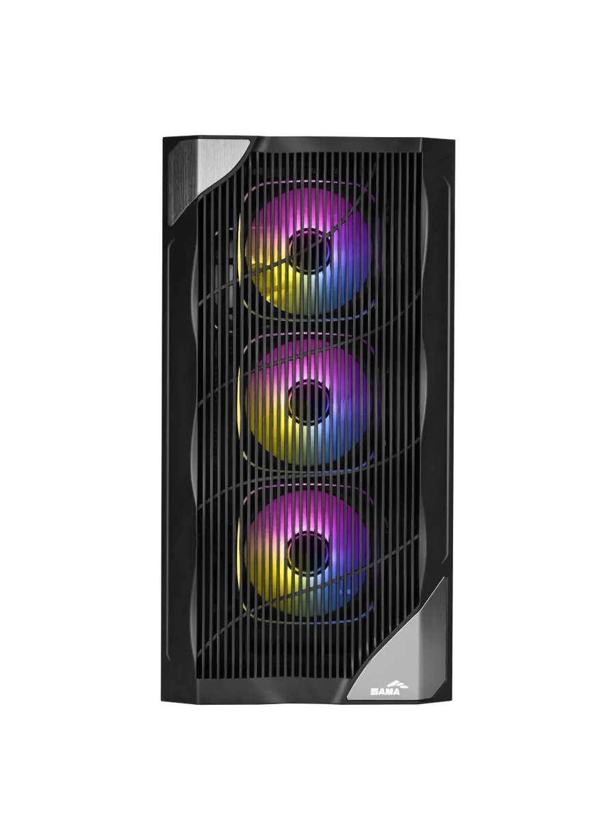 Корпус SAMA V42 Black (V42-BKAMA4X1-GL), без БП, Midi-Tower, TG, 4x120mm ARGB, 2xUSB 3.0 + 1xUSB 3.2 Type-C, ATX, mITX