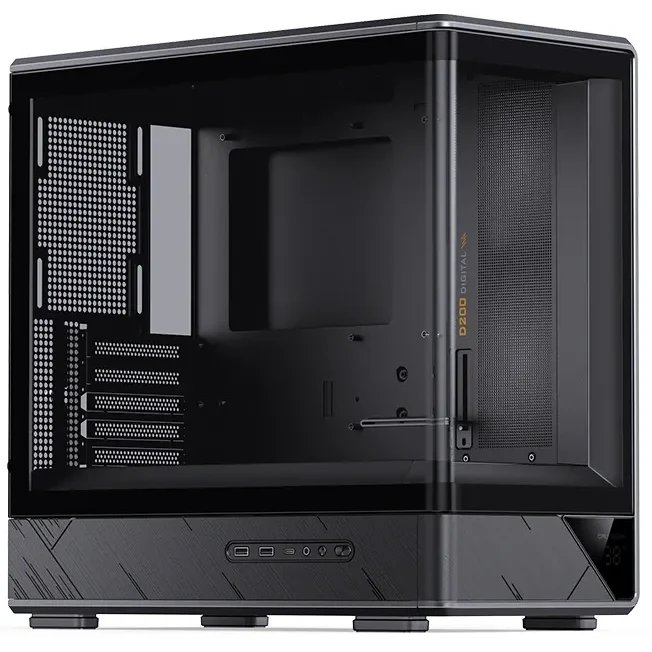Корпус JONSBO D200 Black без БП, бок. пан. из закал. стекла (панорама), mini-ITX, micro-ATX, черный