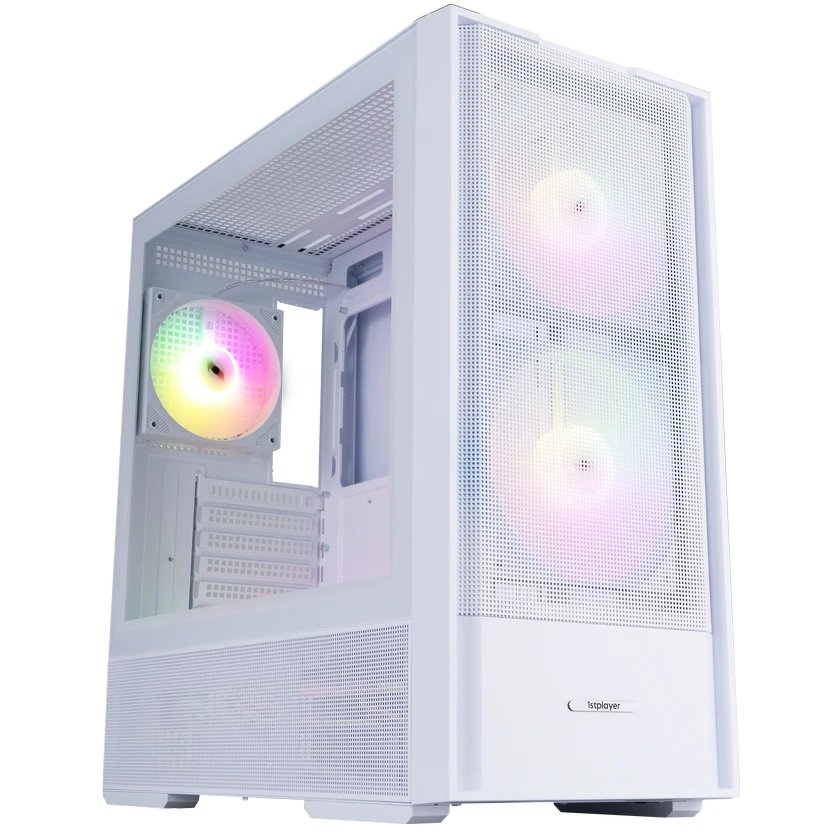 Корпус 1STPLAYER AU7 ARGB White (AU7-WH-2FA7-14-W-2FA7R-W-1FA7-W) / ATX / 2x140mm 3x120mm ARGB fans