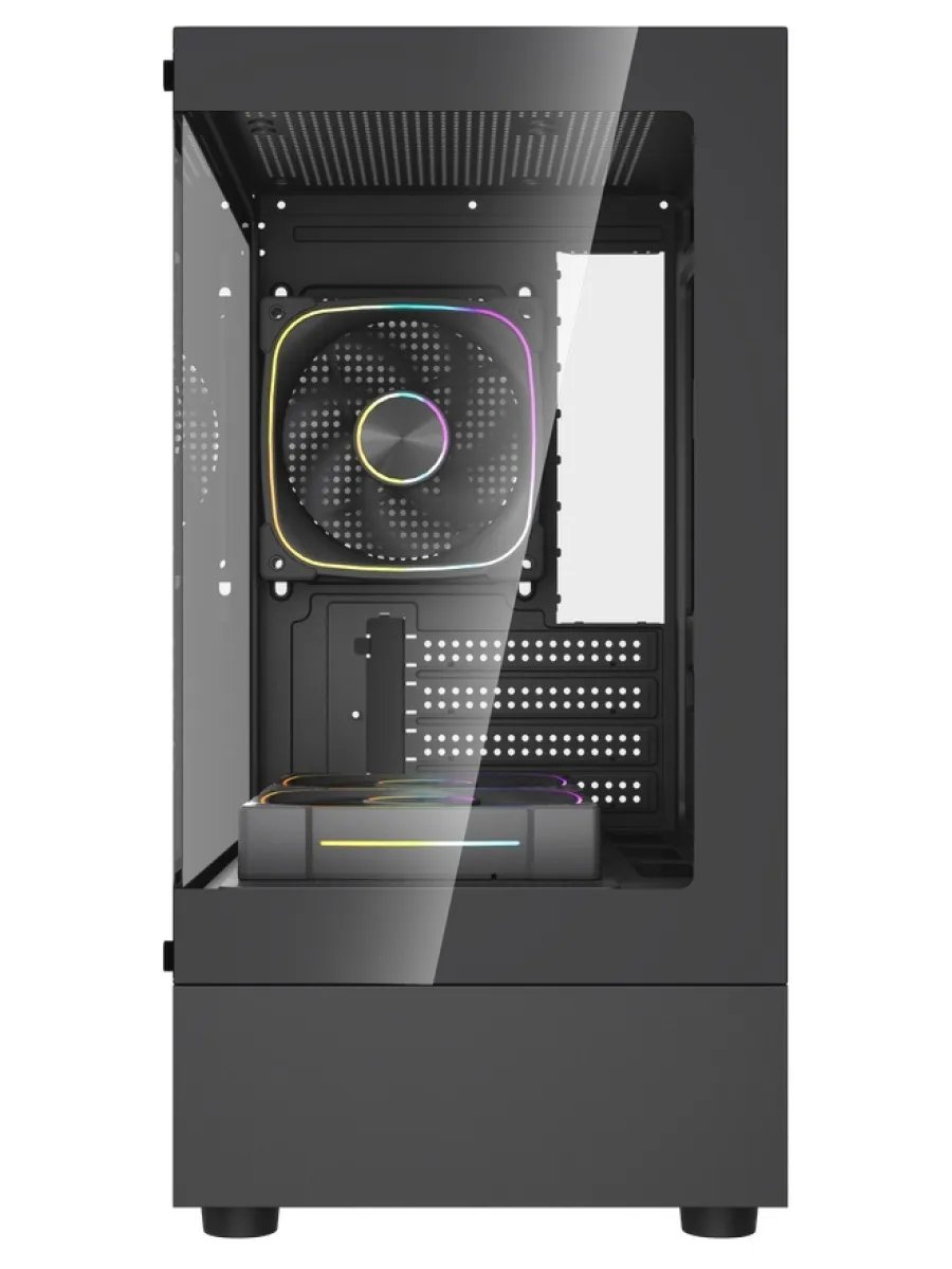 Корпус Powercase Vision Micro M1 ARGB (CVMM1B-A3), Tempered Glass, 3x 120mm ARGB fans, чёрный, mATX