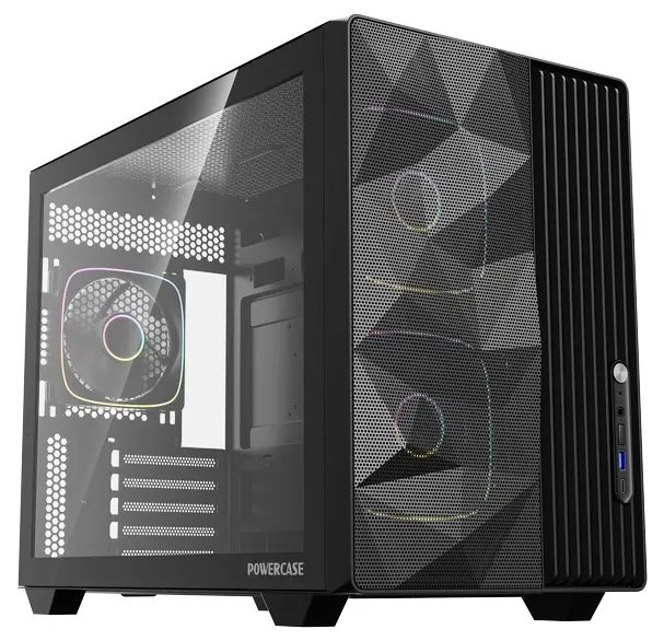 Корпус Powercase TX3 ARGB (CTX3AB-A3), TG, Type-C, 3x 120мм ARGB PWM Fans, чёрный, mATX