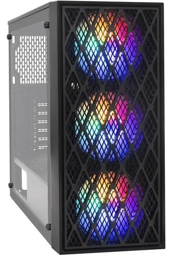 Корпус ExeGate EVO-8243 EX292859RUS Miditower (ATX, без БП, 2*USB+1*USB3.0, черный, 3 вент. с RGB подсветкой, боковая панель - закаленное стекло)