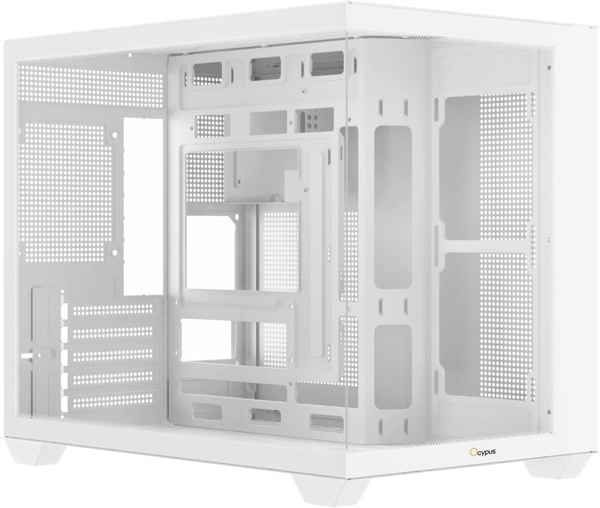 Корпус Ocypus Gamma C54 WH White (Gamma-C54-WHD000XX-GL) без БП, Midi-Tower, TG, no fans, 1xUSB-C + 2xUSB 3.0, mATX, mITX