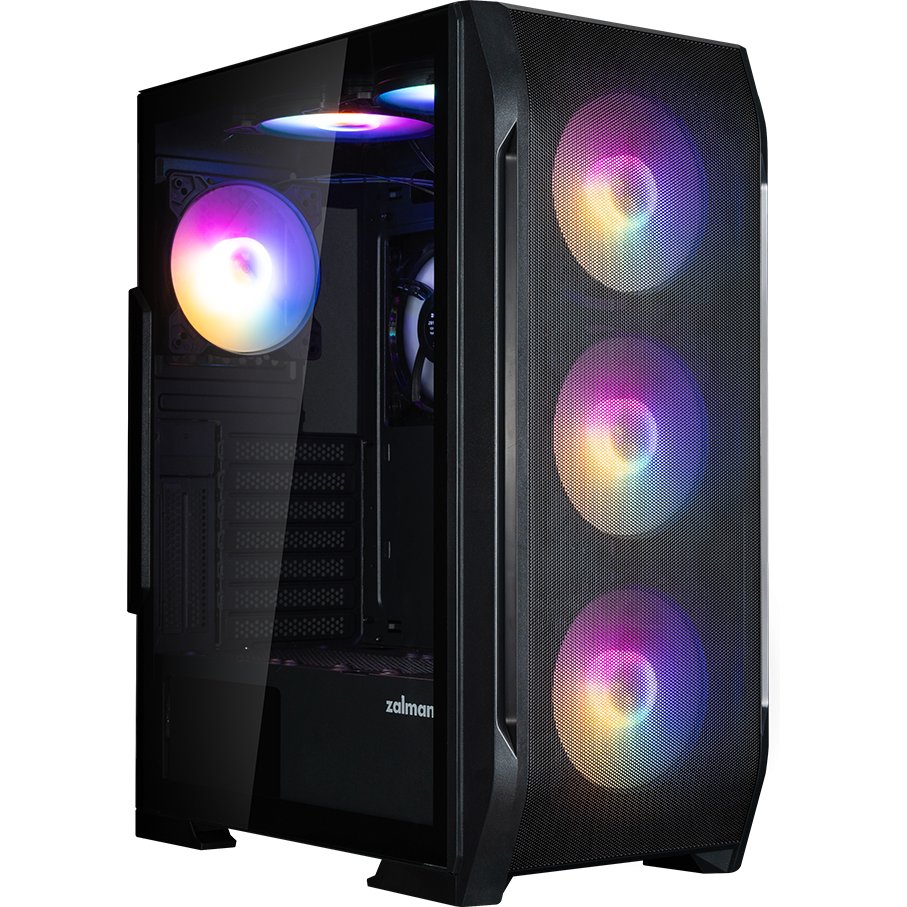 Корпус ZALMAN N7 Plus V2, ATX, Black, Window, 1xCombo (3.5” or 2.5”), 1 x 3.5”, 3 x 2.5”, 2xUSB2.0, 1xUSB3.0, Front 3x120mm RGB, Rear 1x120mm RGB
