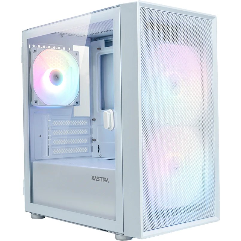 Корпус XASTRA A305M 3FRGB White (A305M-2FC14F-1FC12F-D-WH) mATX/Mesh/ tempered glass / 2x140mm + 1x120mm FRGB fans/ Door