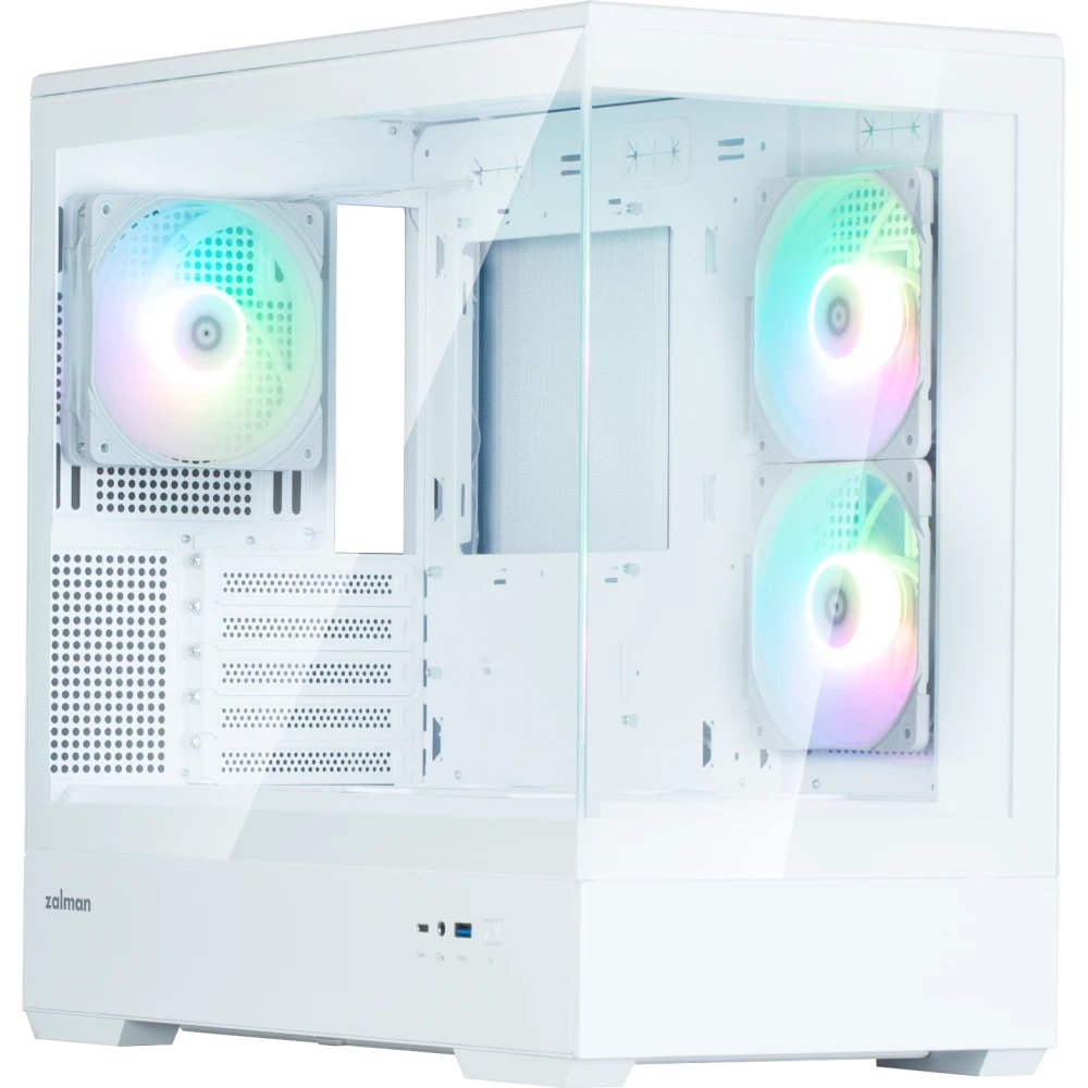 Корпус ZALMAN P30 V2, MATX, White, Window, 2x3.5", 3x2.5", 1xUSB Type-C, 1xUSB3.0, Side 2x120mm ARGB, Rear 1x120mm ARGB, VGA support