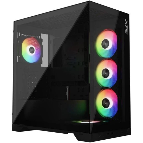 Корпус XPG Invader X Black (INVADERXMT-BKCWW) Mid-Tower Gaming ATX PC Case with Panoramic View, Tempered Glass Panels, and RGB Lighting Black