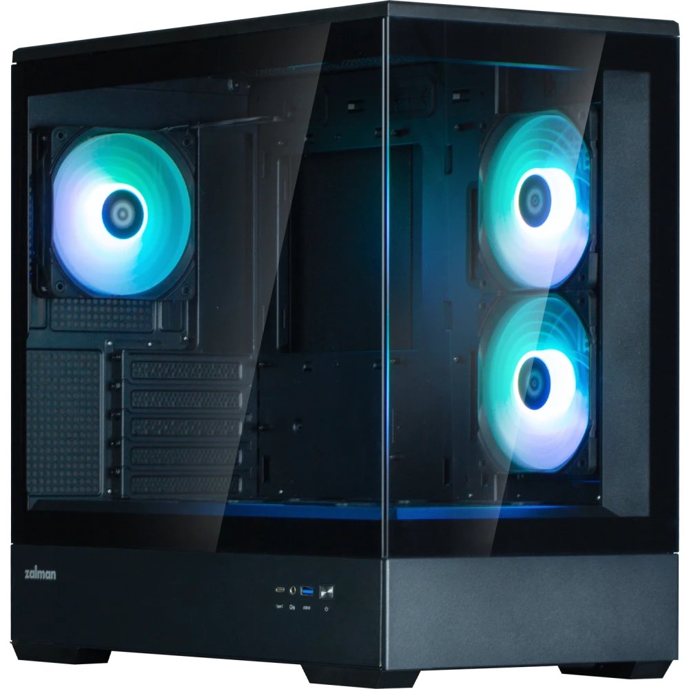Корпус ZALMAN P30 V2, MATX, Black, Window, 2x3.5", 3x2.5", 1xUSB Type-C, 1xUSB3.0, Side 2x120mm ARGB, Rear 1x120mm ARGB, VGA support