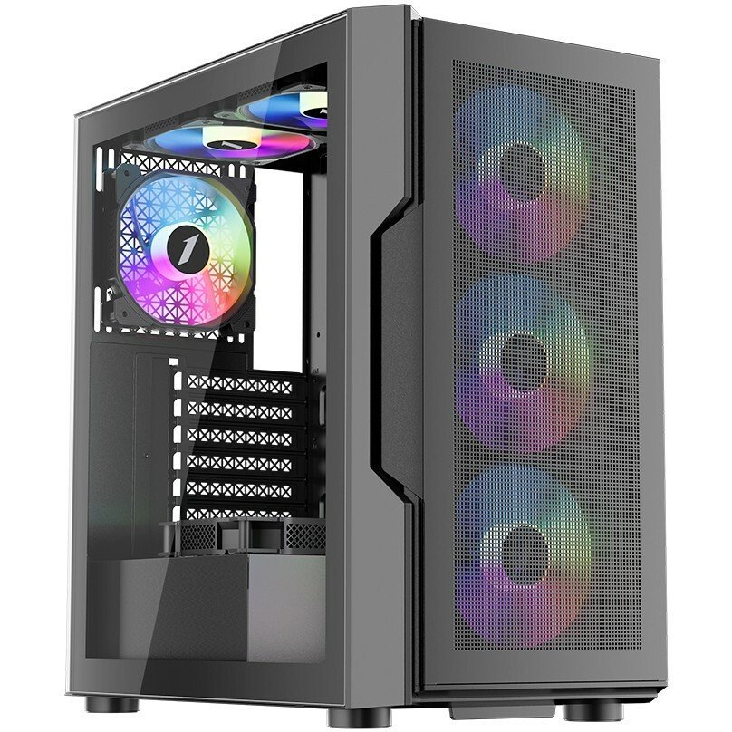 Корпус 1STPLAYER TRILOBITE T7-P Black / ATX / 4x120mm LED fans / T7-P-BK-4F1
