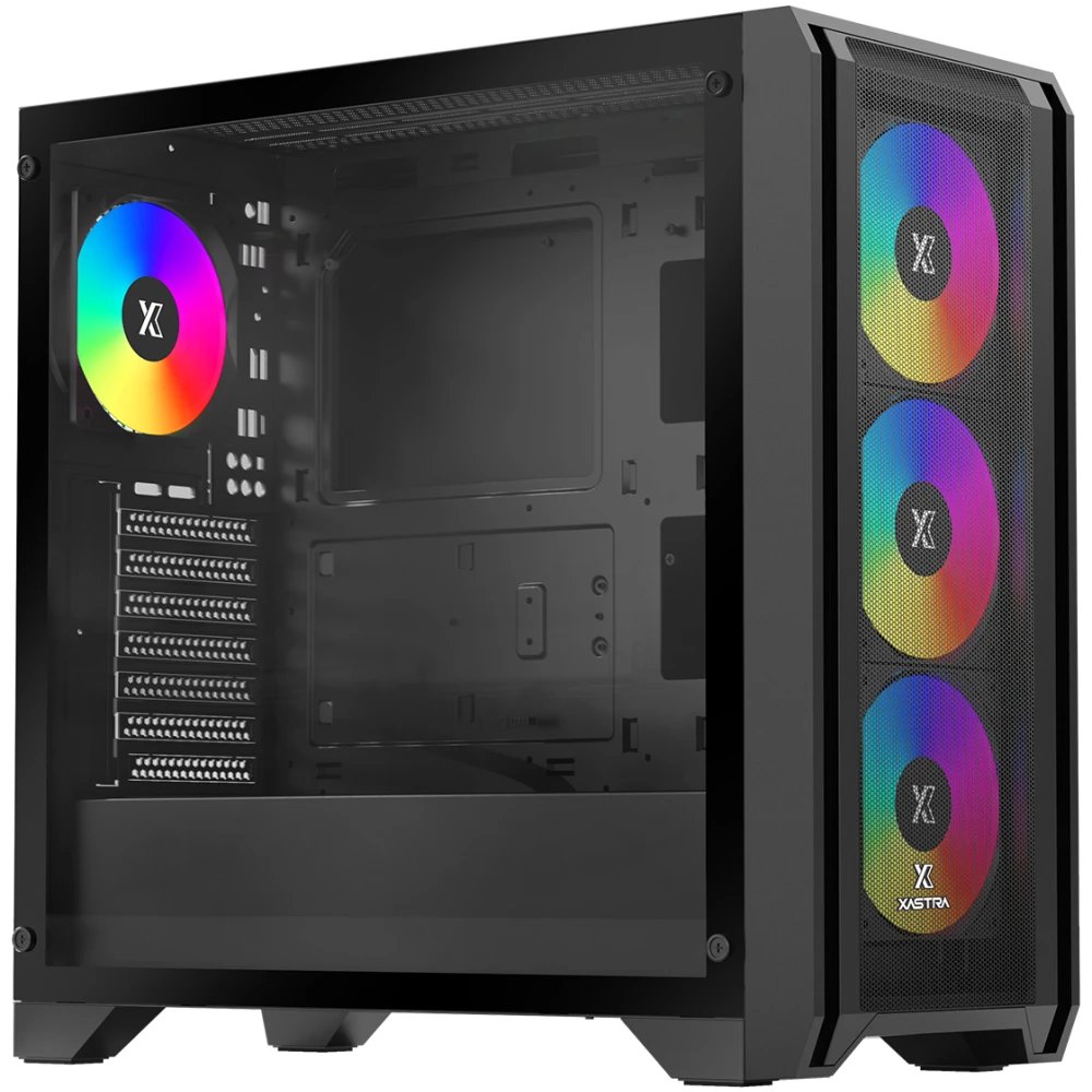 Корпус XASTRA A500 4ARGB Black (A500-BK-FC120ARGB-4F-GL) ATX/Mesh/ tempered glass / 4x 120mm FC120-ARGB PWM fans