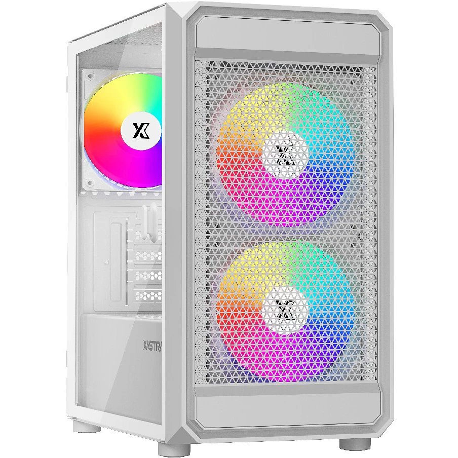 Корпус XASTRA A303M 3ARGB White (A303M-2FC14A-1FC12A-D-WH) mATX/Mesh  tempered glass 2x140mm + 1x120mm ARGB PWM fans Door