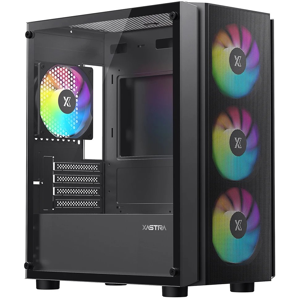 Корпус XASTRA A402M 4ARGB Black (A402M-4FC12A-BK) mATX/Mesh/full-size TG/ 4x120mm ARGB PWM fans