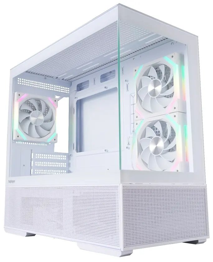 Корпус 1STPLAYER CV6 ARGB White (CV6-WH-2FAR-W-2FH7R-W-1FH7-W) / mATX / 3x120mm ARGB 2x120mm fans