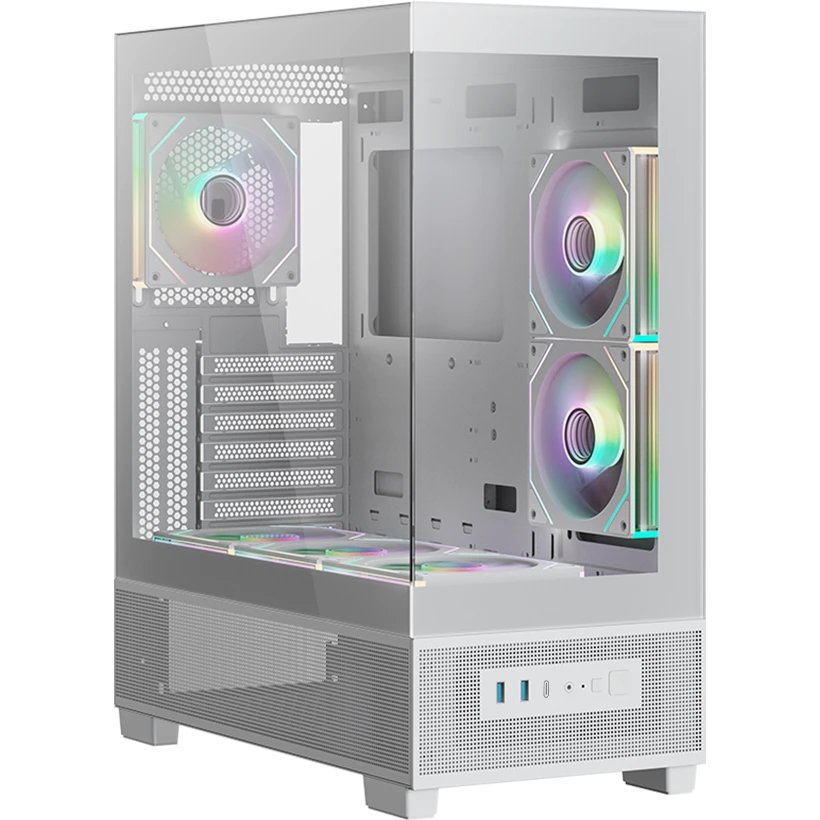 Корпус XASTRA Q500 6ARGB-C10-UC White (Q500-6FM12A-C10-UC-WH) ATX/Aquarium/Screewless/ 6x120mm ARGB PWM FM fans/Argb+PWM HUB 10port/ Type-C