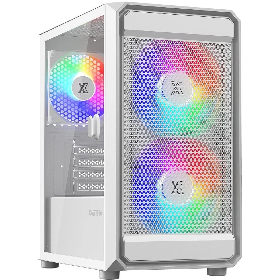 Корпус XASTRA A303M 3FRGB White (A303M-2FC14F-1FC12F-D-WH) mATX/Mesh/ tempered glass / 2x140mm + 1x120mm FRGB fans/ Door