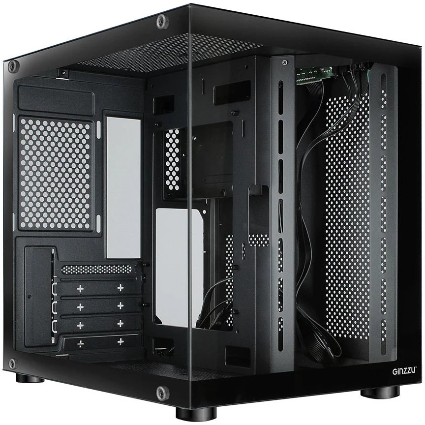 Корпус Ginzzu V100 закаленное стекло 1*USB 3.0,1*USB 2.0, AU mATX