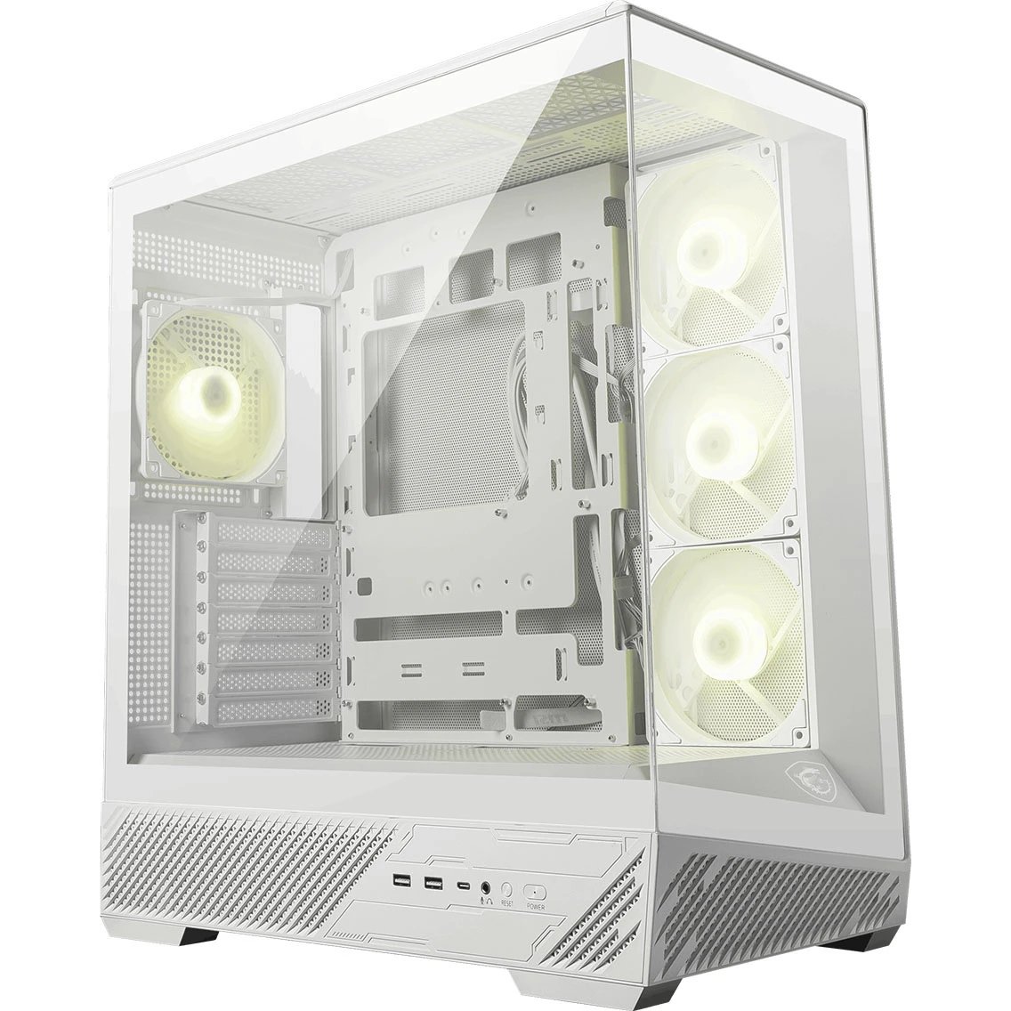 Корпус MSI Mag Pano 130R PZ White (306-7G32W21-HH9) 2xUSB 3.2 Gen 1, 1xUSB 3.2 Gen2 Type-C, 3x120mm ARGB Reverse Blade Fan, 1x120mm ARGB Fan