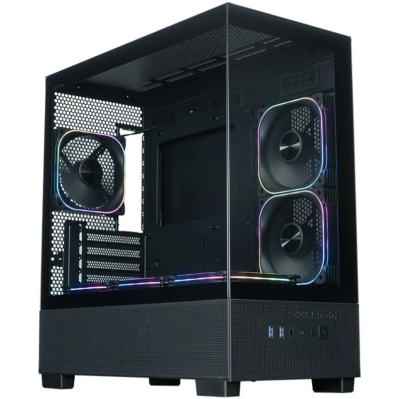 Корпус XASTRA Q500M 6ARGB-FG-C10-UC Black (Q500M-6FG12A-C10-UC) mATX/Aquarium/Screewless/ 6x120mm ARGB PWM FG fans/Argb+PWM HUB 10port/ Type-C