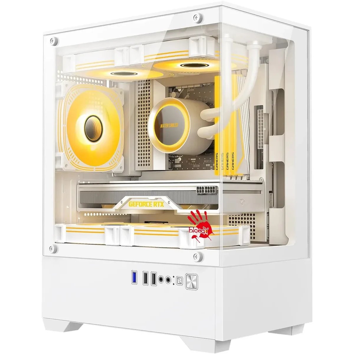 Корпус BLOODY CC-125 (cc-125-wh), mATX, Mini-Tower, без БП, белый