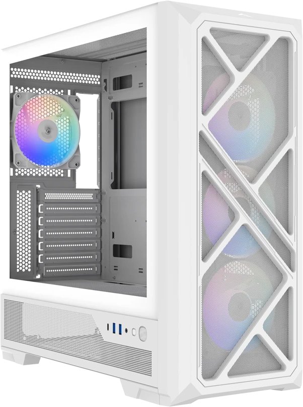 Корпус SAMA S41 White (S41-WHAMA4X1-GL) без БП, Midi-Tower, TG, 4x120mm ARGB, 2xUSB 3.0 + 1xUSB 3.2 Type-C, ATX, mITX