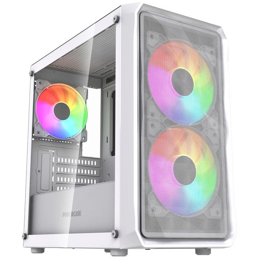 Корпус Powercase Mistral Micro A3W ARGB V2 (CMMAW-A3-V2), Tempered Glass, 2x 140mm ARGB PWM+1x 120mm ARGB PWM, белый, mATX