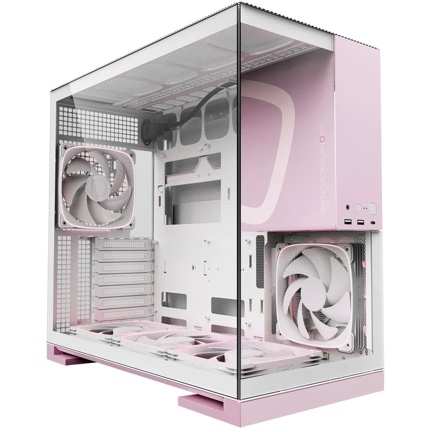 Корпус Geometric Future Model 5 White Pink with fans (1AM5WKPK01100) / mid tower, E-ATX / 5x140mm ARGB fans
