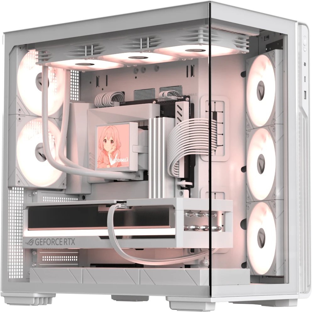 Корпус Formula V Line Crystal Z7 PA White, ATX, Type-C*1, USB3.0*1, Front+Side Glass, Side 3x Performance ARGB, Rear 2x Performance ARGB