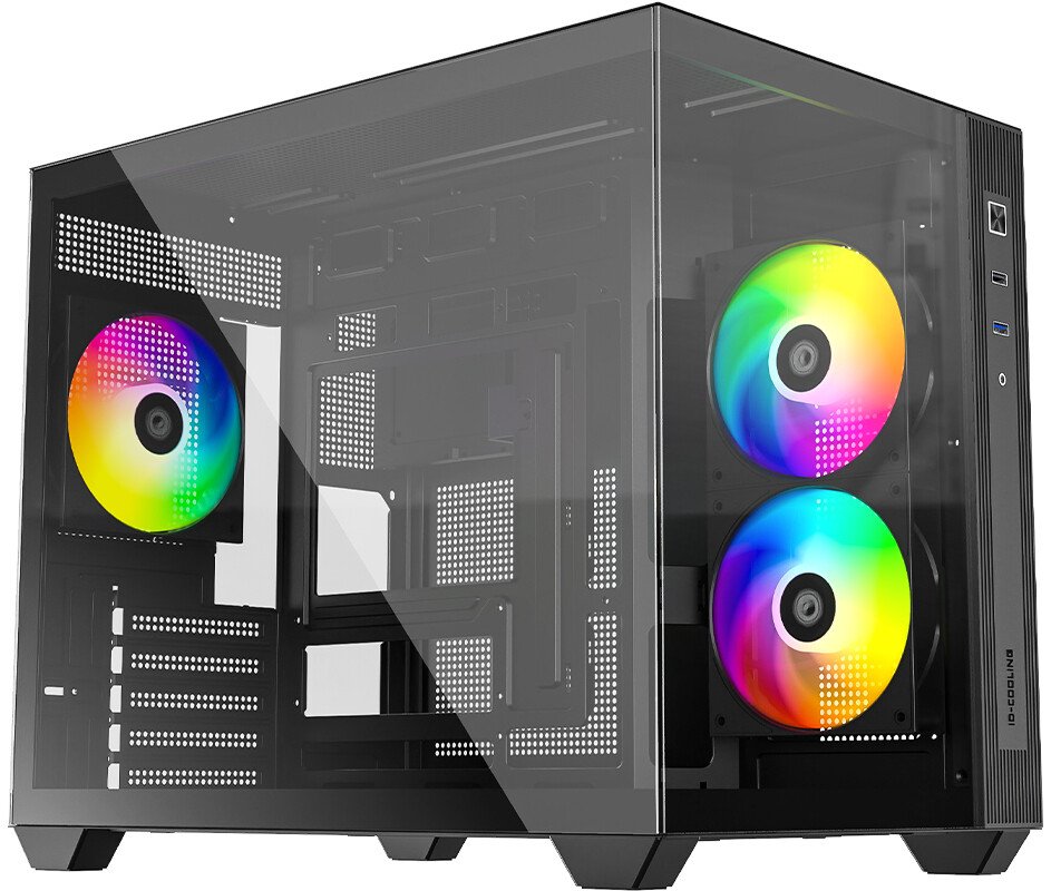 Корпус ID-Cooling View 500 ARGB Black mATX/win TG/3 fans/Gen2 Type C/CPU 162mm/GPU 407mm/no PSU