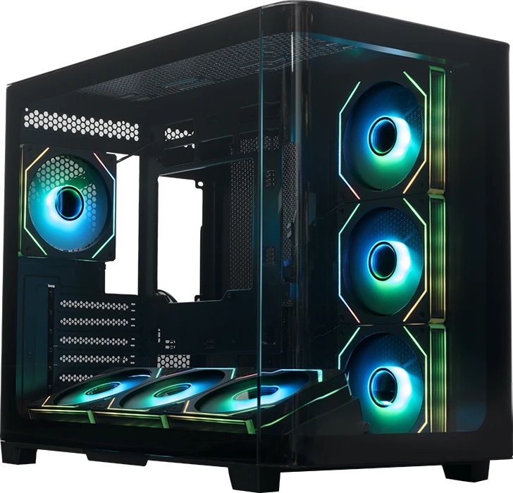 Корпус XASTRA QR500 7ARGB-FM-C10-UC Black (QR500-7FM12A-C10-UC) ATX/Aquarium/ 2 Curve Glass /7*120mm ARGB PWM FM fans/ Argb+PWM