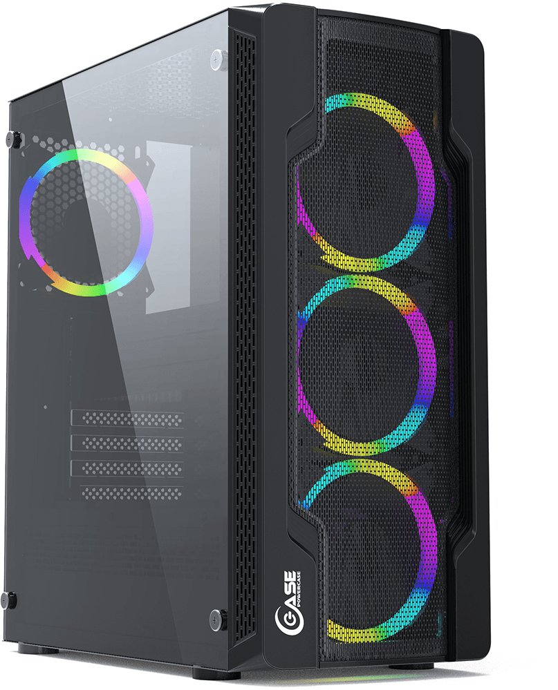 Корпус Powercase Mistral X4 Mesh LED (CMIXB-L4) Tempered Glass, 4x 120mm 5-color fan, чёрный, ATX