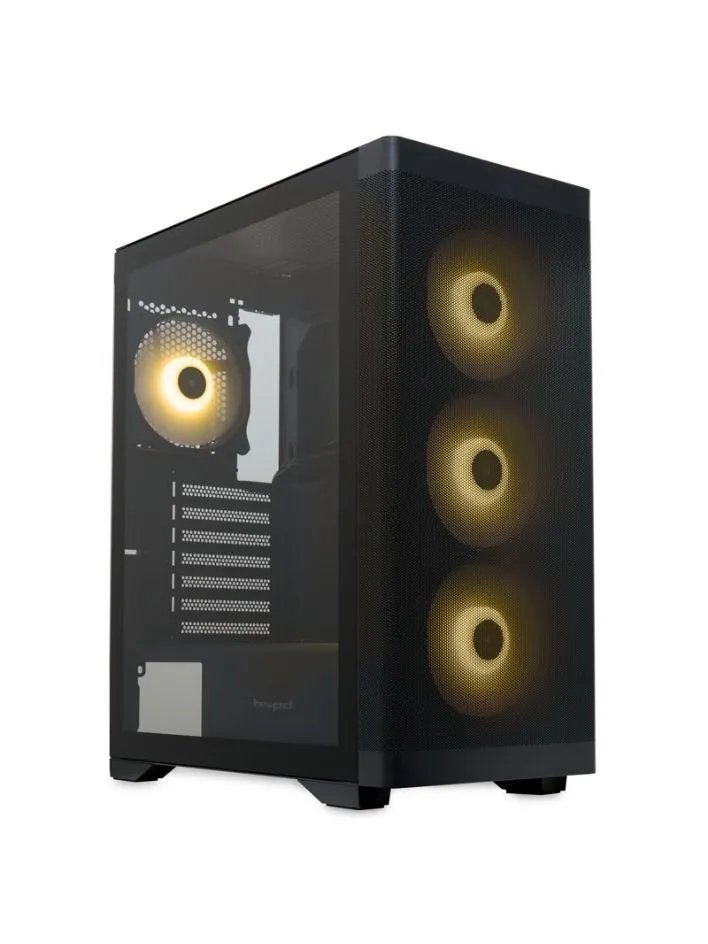 Корпус HSPD M520 (M520-TGBK-ARGB), Mesh Mid Tower, Black, slide TG, 0.45 SPCC, 4x120mm ARGB ATX